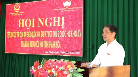 Trưởng Ban Kinh tế Trung ương tiếp xúc cử tri tỉnh Khánh Hòa sau Kỳ họp thứ 5, Quốc hội khóa XV